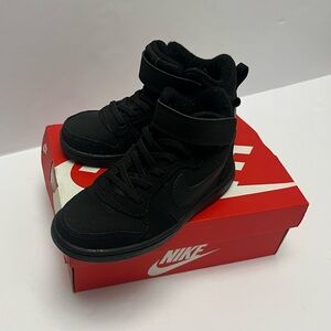 Nike Court Borough Mid Little Kids Black Sneakers 10.5